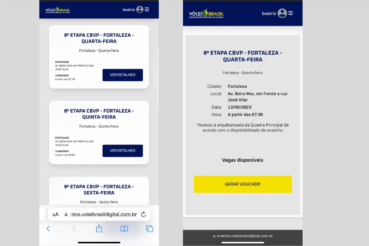 Como adquirir o ingresso do Circuito Brasileiro de Vôlei de Praia em Fortaleza 2023