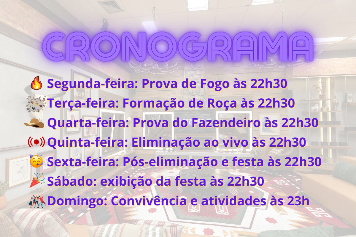 a fazenda 15 programação
