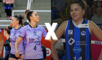 Jogadoras do Osasco e Pinheiros final Paulista vôlei feminino