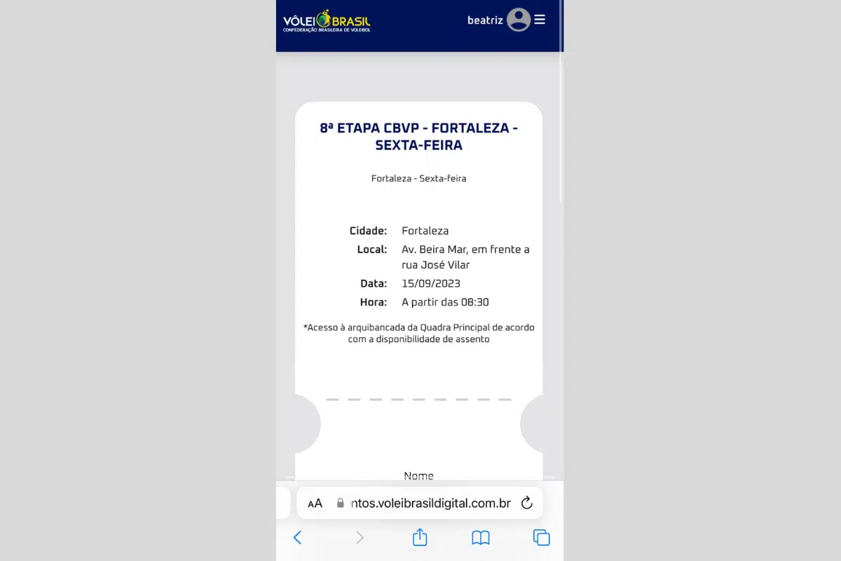 Como adquirir o ingresso do Circuito Brasileiro de Vôlei de Praia em Fortaleza 2023