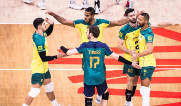 Jogo do Brasil de vôlei masculino contra a Alemanha
