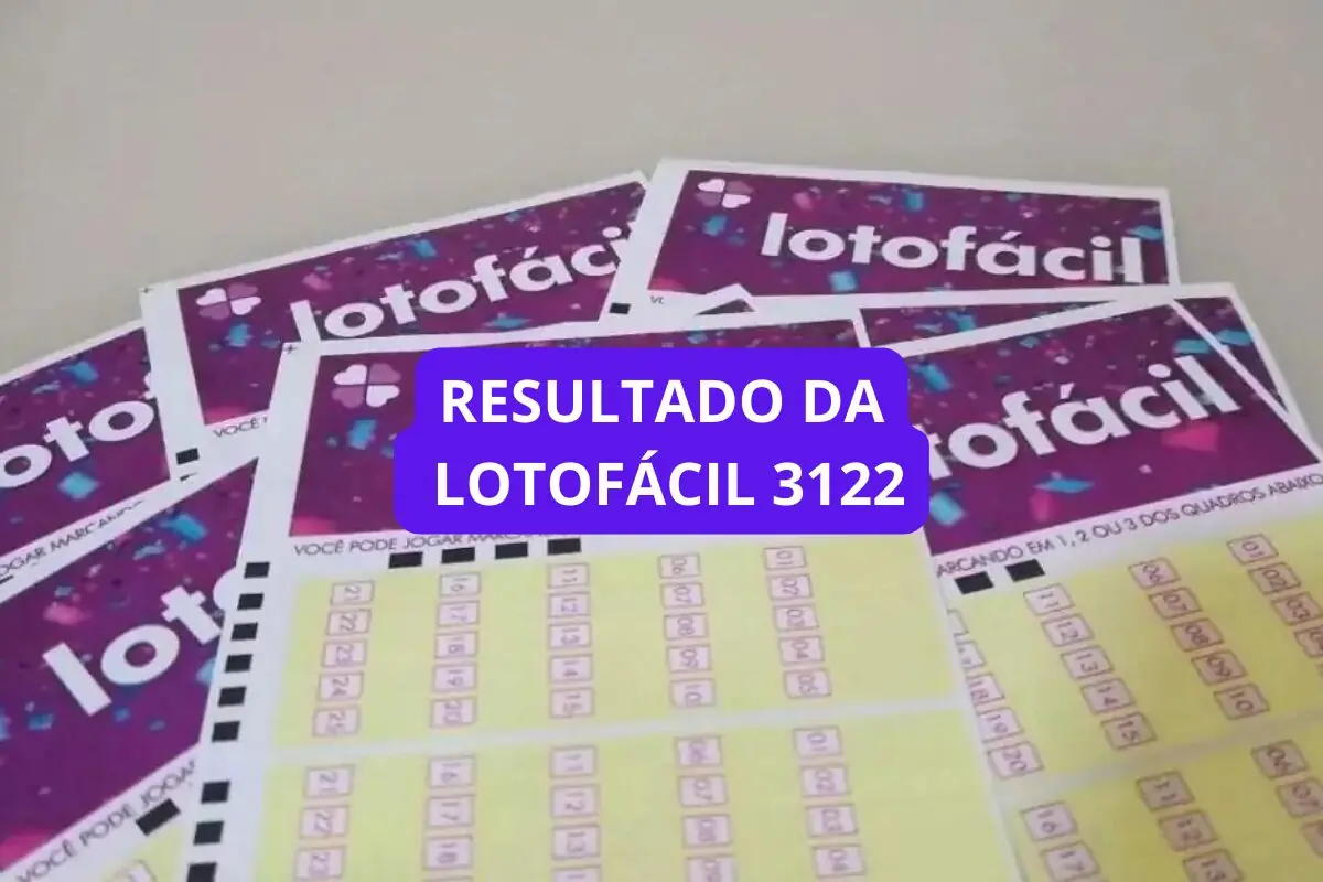 imagem do Sorteio do resultado da Lotofácil 3122