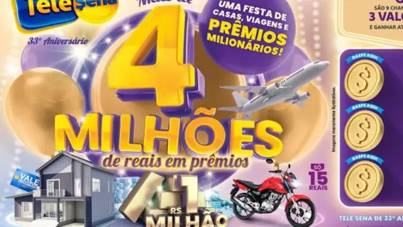 Resultado da Tele Sena de 33º aniversário: 1º sorteio e ganhadores (13/10)