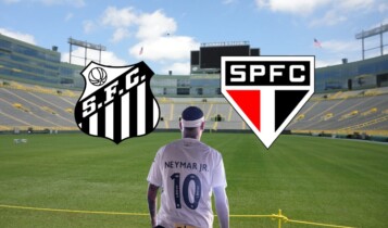 Imagem do jogo do Santos e São Paulo; neymar
