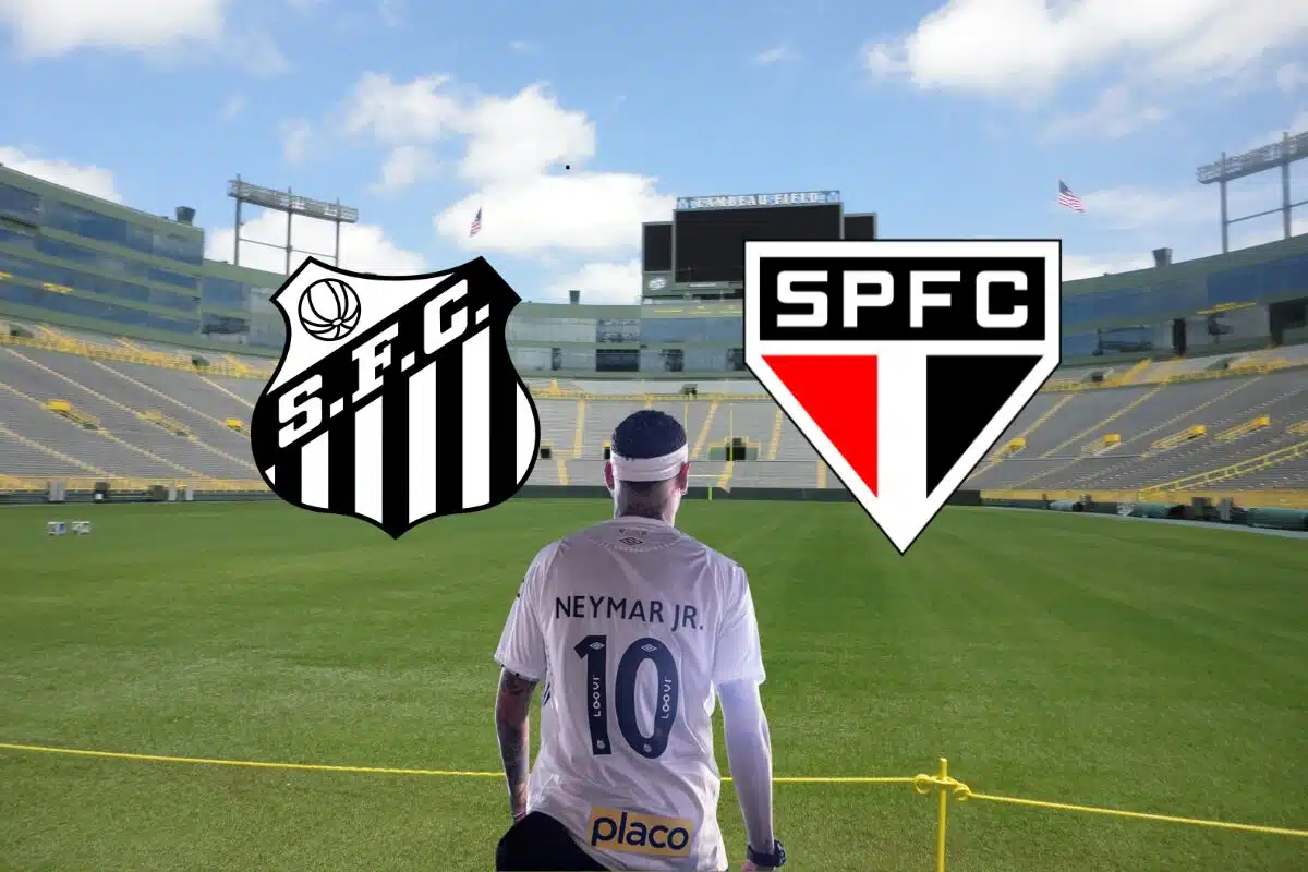 Imagem do jogo do Santos e São Paulo; neymar