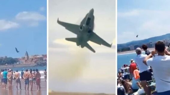 VÍDEO: Caça faz manobra arriscada para público e quase cai