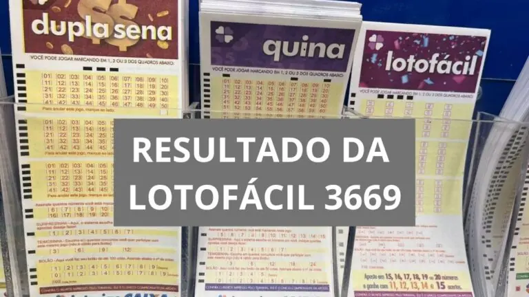 Veja o resultado da Lotofácil concurso 3669 hoje e ganhadores