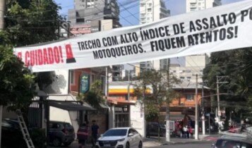 Prefeitura remove faixa de moradores sobre assaltos em Pinheiros