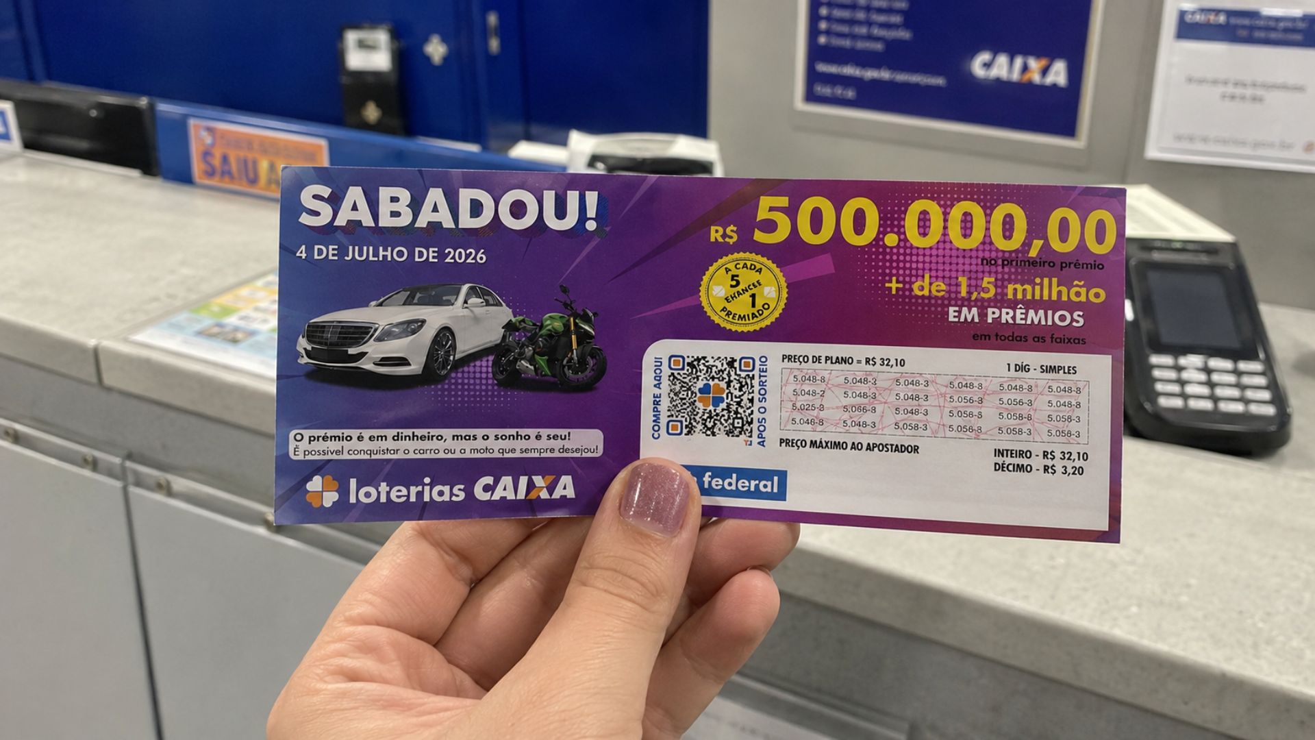 Resultado da Loteria Federal 6080 sábado e rateio hoje (04/07/26)
